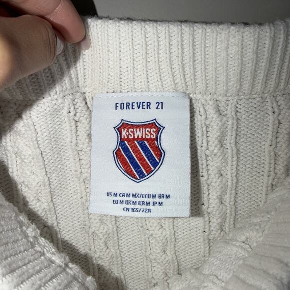 K Swiss Forever 21 White Chunky Cable Knit Mini Skirt Women's Size M - Picture 4 of 6